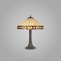 Teresa 2 Light Octagonal Table Lamp E27 With 40cm Tiffany Shade, Amber/Cream/Crystal/Aged Antique Brass additional 1