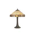 Teresa 2 Light Octagonal Table Lamp E27 With 40cm Tiffany Shade, Amber/Cream/Crystal/Aged Antique Brass additional 2