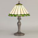 Una 1 Light Curved Table Lamp E27 With 30cm Tiffany Shade, Green/Cream/Crystal/Aged Antique Brass additional 1