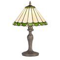 Una 1 Light Curved Table Lamp E27 With 30cm Tiffany Shade, Green/Cream/Crystal/Aged Antique Brass additional 2