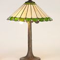 Una 2 Light Tree Like Table Lamp E27 With 40cm Tiffany Shade, Green/Cream/Crystal/Aged Antique Brass additional 1