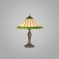 Una 2 Light Curved Table Lamp E27 With 40cm Tiffany Shade, Green/Cream/Crystal/Aged Antique Brass additional 1