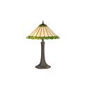 Una 2 Light Octagonal Table Lamp E27 With 40cm Tiffany Shade, Green/Cream/Crystal/Aged Antique Brass additional 2