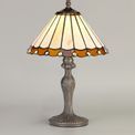Una 1 Light Curved Table Lamp E27 With 30cm Tiffany Shade, Amber/Cream/Crystal/Aged Antique Brass additional 1