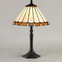 Una 1 Light Octagonal Table Lamp E27 With 30cm Tiffany Shade, Amber/Cream/Crystal/Aged Antique Brass additional 1