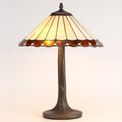Una 2 Light Curved Table Lamp E27 With 40cm Tiffany Shade, Amber/Cream/Crystal/Aged Antique Brass additional 1