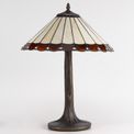 Una 2 Light Curved Table Lamp E27 With 40cm Tiffany Shade, Amber/Cream/Crystal/Aged Antique Brass additional 2