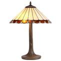 Una 2 Light Curved Table Lamp E27 With 40cm Tiffany Shade, Amber/Cream/Crystal/Aged Antique Brass additional 3