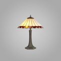 Una 2 Light Octagonal Table Lamp E27 With 40cm Tiffany Shade, Amber/Cream/Crystal/Aged Antique Brass additional 1