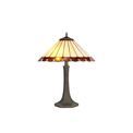 Una 2 Light Octagonal Table Lamp E27 With 40cm Tiffany Shade, Amber/Cream/Crystal/Aged Antique Brass additional 2