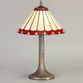 Una 1 Light Tree Like Table Lamp E27 With 30cm Tiffany Shade, Red/Cream/Crystal/Aged Antique Brass additional 1