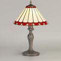 Una 1 Light Curved Table Lamp E27 With 30cm Tiffany Shade, Red/Cream/Crystal/Aged Antique Brass additional 1