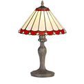 Una 1 Light Curved Table Lamp E27 With 30cm Tiffany Shade, Red/Cream/Crystal/Aged Antique Brass additional 2