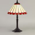 Una 1 Light Octagonal Table Lamp E27 With 30cm Tiffany Shade, Red/Cream/Crystal/Aged Antique Brass additional 1