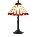 Una 1 Light Octagonal Table Lamp E27 With 30cm Tiffany Shade, Red/Cream/Crystal/Aged Antique Brass additional 2