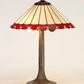 Una 2 Light Tree Like Table Lamp E27 With 40cm Tiffany Shade, Red/Cream/Crystal/Aged Antique Brass additional 1