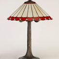 Una 2 Light Tree Like Table Lamp E27 With 40cm Tiffany Shade, Red/Cream/Crystal/Aged Antique Brass additional 2