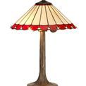 Una 2 Light Tree Like Table Lamp E27 With 40cm Tiffany Shade, Red/Cream/Crystal/Aged Antique Brass additional 3