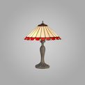 Una 2 Light Curved Table Lamp E27 With 40cm Tiffany Shade, Red/Cream/Crystal/Aged Antique Brass additional 1