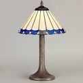 Una 1 Light Tree Like Table Lamp E27 With 30cm Tiffany Shade, Blue/Cream/Crystal/Aged Antique Brass additional 1