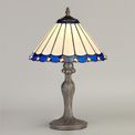 Una 1 Light Curved Table Lamp E27 With 30cm Tiffany Shade, Blue/Cream/Crystal/Aged Antique Brass additional 1