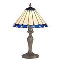 Una 1 Light Curved Table Lamp E27 With 30cm Tiffany Shade, Blue/Cream/Crystal/Aged Antique Brass additional 2