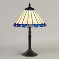 Una 1 Light Octagonal Blue/Cream/Crystal/ Aged Antique Brass Tiffany Shade Table Lamp additional 1