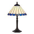 Una 1 Light Octagonal Blue/Cream/Crystal/ Aged Antique Brass Tiffany Shade Table Lamp additional 2