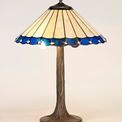 Una 2 Light Tree Like Table Lamp E27 With 40cm Tiffany Shade, Blue/Cream/Crystal/Aged Antique Brass additional 1
