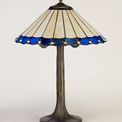 Una 2 Light Tree Like Table Lamp E27 With 40cm Tiffany Shade, Blue/Cream/Crystal/Aged Antique Brass additional 2