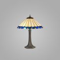 Una 2 Light Octagonal Table Lamp E27 With 40cm Tiffany Shade, Blue/Cream/Crystal/Aged Antique Brass additional 1