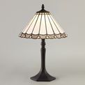 Una 1 Light Octagonal Table Lamp E27 With 30cm Tiffany Shade, Grey/Cream/Crystal/Aged Antique Brass additional 1