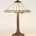 Una 2 Light Tree Like Table Lamp E27 With 40cm Tiffany Shade, Grey/Cream/Crystal/Aged Antique Brass additional 1