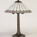 Una 2 Light Tree Like Table Lamp E27 With 40cm Tiffany Shade, Grey/Cream/Crystal/Aged Antique Brass additional 2