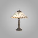 Una 2 Light Curved Table Lamp E27 With 40cm Tiffany Shade, Grey/Cream/Crystal/Aged Antique Brass additional 1