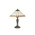 Una 2 Light Curved Table Lamp E27 With 40cm Tiffany Shade, Grey/Cream/Crystal/Aged Antique Brass additional 2