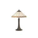 Una 2 Light Octagonal Table Lamp E27 With 40cm Tiffany Shade, Grey/Cream/Crystal/Aged Antique Brass additional 2