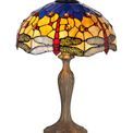 Haze 2 Light Curved Table Lamp E27 With 40cm Tiffany Shade, Blue/Orange/Crystal/Aged Antique Brass additional 3