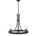 Mira 3 Light E27 Pendant Light with Brown Oxide/Bronze &amp; Clear Glass Shades additional 5