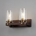 Mira Wall Lamp 2 Light E27, Brown Oxide/Bronze With Clear Glass Shades additional 1