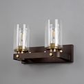 Mira Wall Lamp 2 Light E27, Brown Oxide/Bronze With Clear Glass Shades additional 2