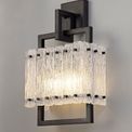 Selena Wall Lamp, 2 Light E27, Matt Black/Crystal Sand Glass additional 1