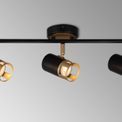 Abbey Linear Bar GU10, Black / Painted Gold 3 Light Ceiling Spotlight additional 1
