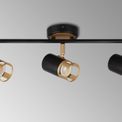 Abbey Linear Bar GU10, Black / Painted Gold 3 Light Ceiling Spotlight additional 2