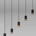 Abbey Black / Painted Gold GU10, 5 Light Bar Linear Pendant Light additional 1