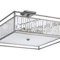 Adele Fixed Pendant / Semi Ceiling, 12 x E14, Pewter / Clear / Grain Glass additional 7