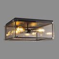 Eden Flush, 4 Light E27, Matt Black / Chrome / Clear Glass additional 1