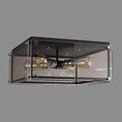 Eden Flush, 4 Light E27, Matt Black / Chrome / Clear Glass additional 2