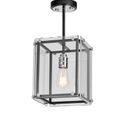 Eden Pendant, 1 Light E27, Matt Black / Chrome / Clear Glass additional 3