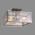 Eden Semi Flush, 4 Light E27, Matt Black / Chrome / Clear Glass additional 1